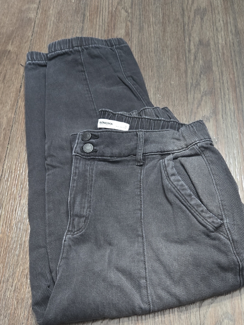 Sonoma Charcoal Cropped Pants with Button Waist